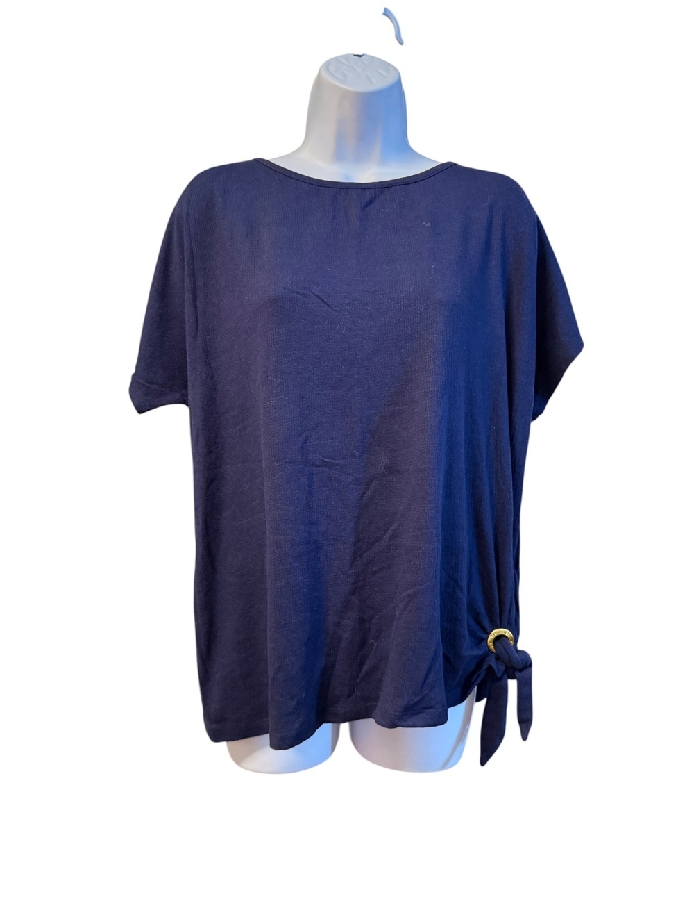 Michael Kors Navy Blue Tie-Side Short Sleeve Top